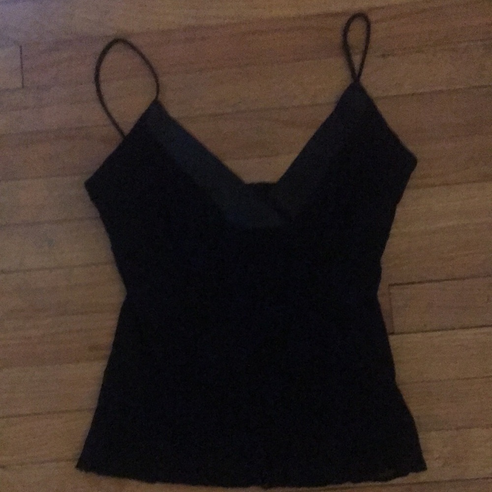 Black Spaghetti Strap V-Neck Women's Top
